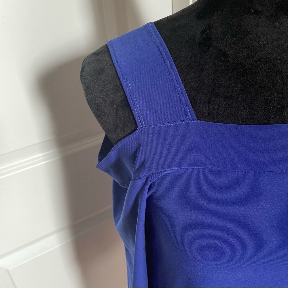 Clara Sun Woo Dark Blue Cold Shoulder 3/4 Sleeve Elastic Tunic Top EUC Size XS - Picture 5 of 9